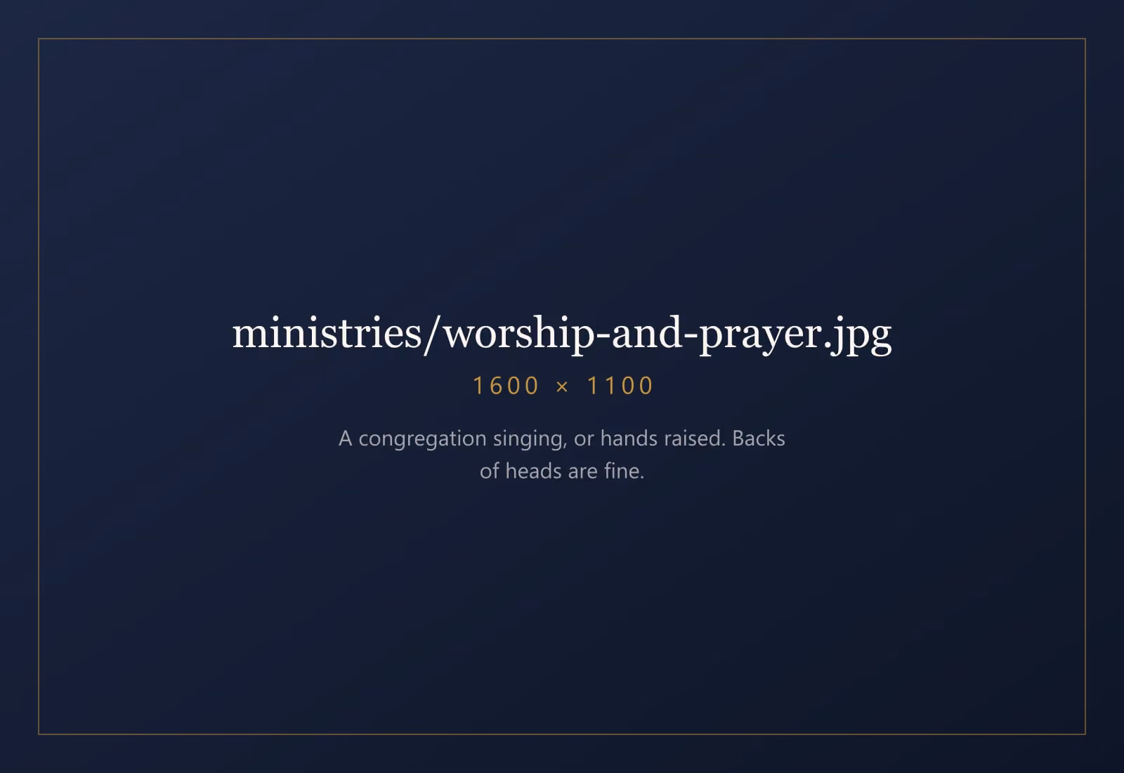 A congregation gathered in worship, hands open.